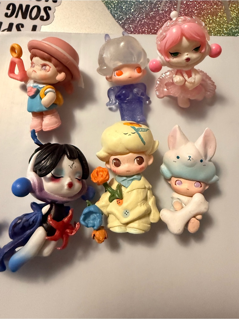 Cute Assorted Kids Toy Figurine Set - Pastel Pink, Blue, Cream, Purple